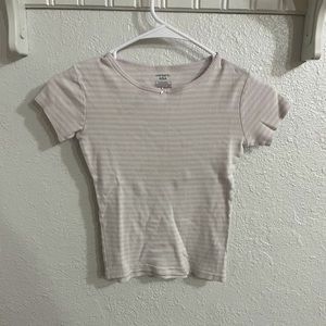 Pink and white striped baby tee